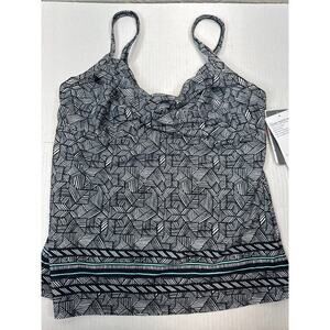 Athleta Laguna Twister Tankini Top Black White Geometric UPF‎ 50 Size 36 B/C NWT